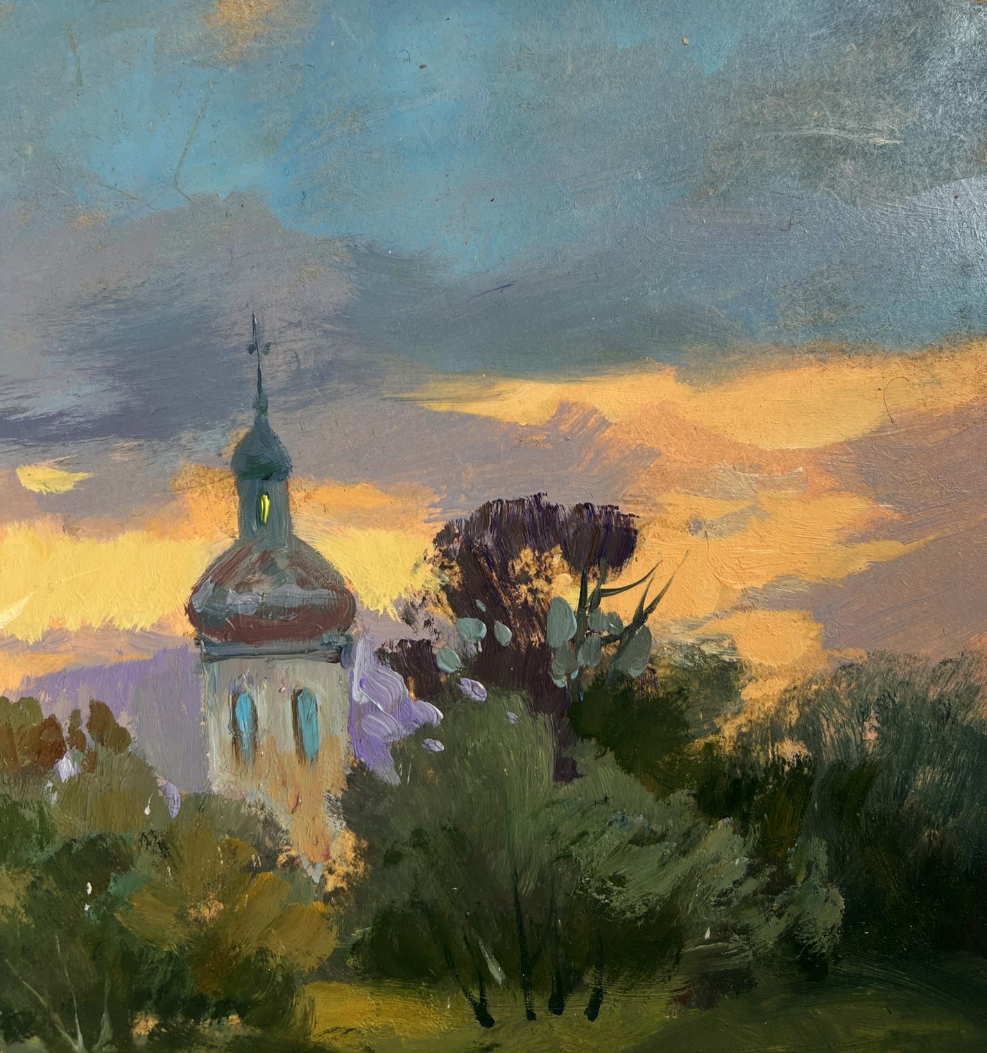 Oil painting The last rays over the temple by Yuriy Suprunchuk