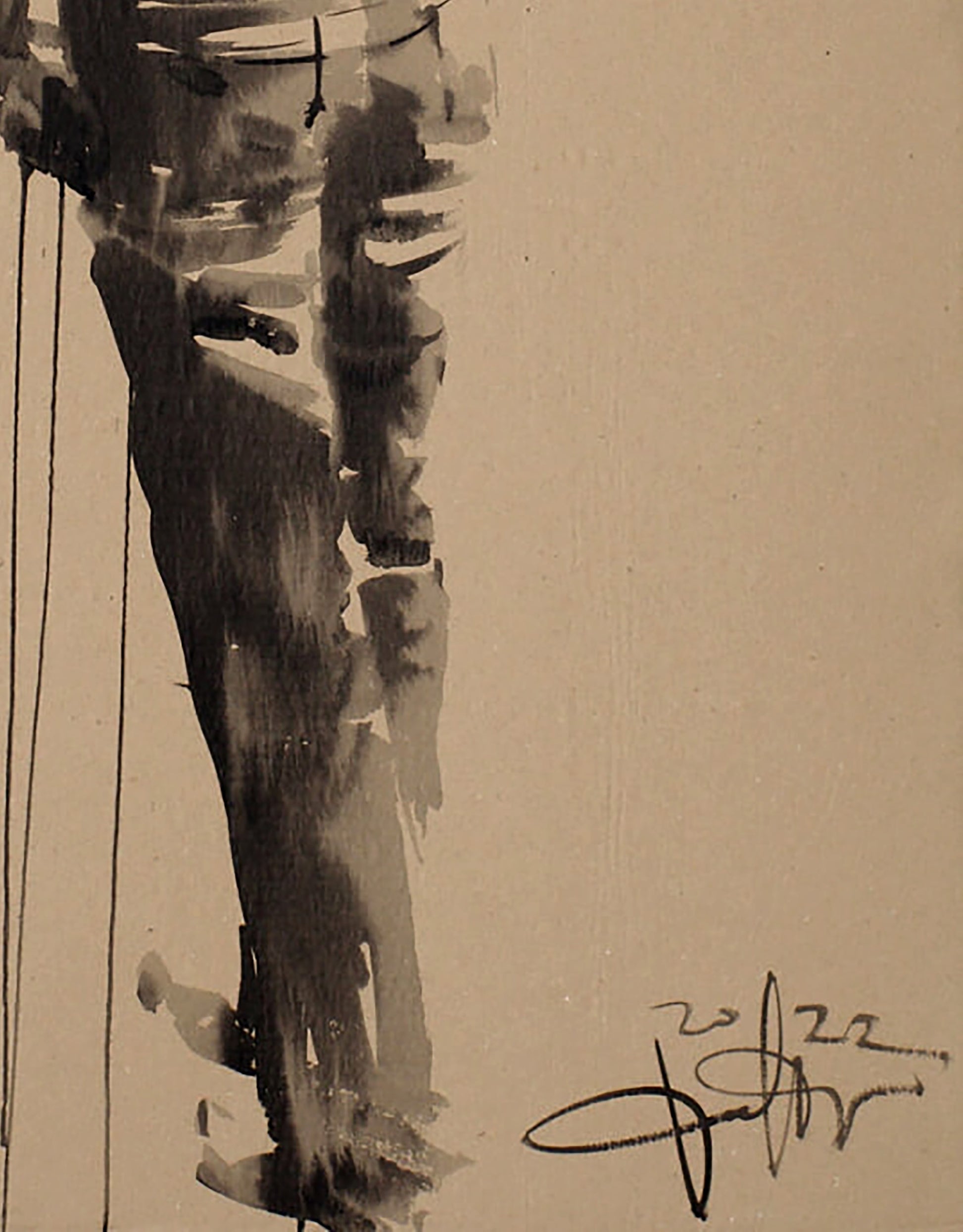 Abstract acrylic painting Step by Dima Filatov with bold ink brushstrokes
