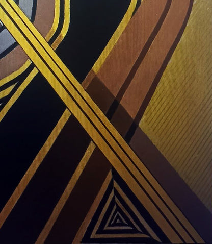 Oil painting Coherence by Alexander Strashevich: gold and brown stripes on black