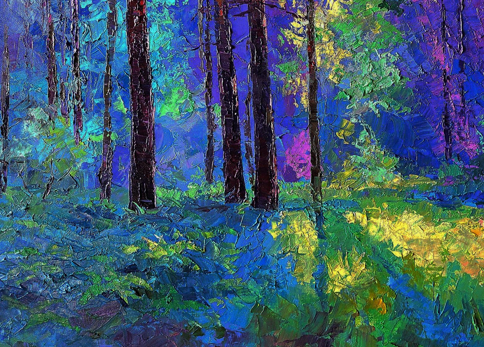 Vibrant impressionist forest oil painting by Boris Serdyuk
