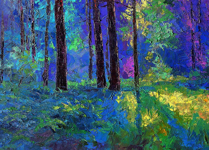 Vibrant impressionist forest oil painting by Boris Serdyuk