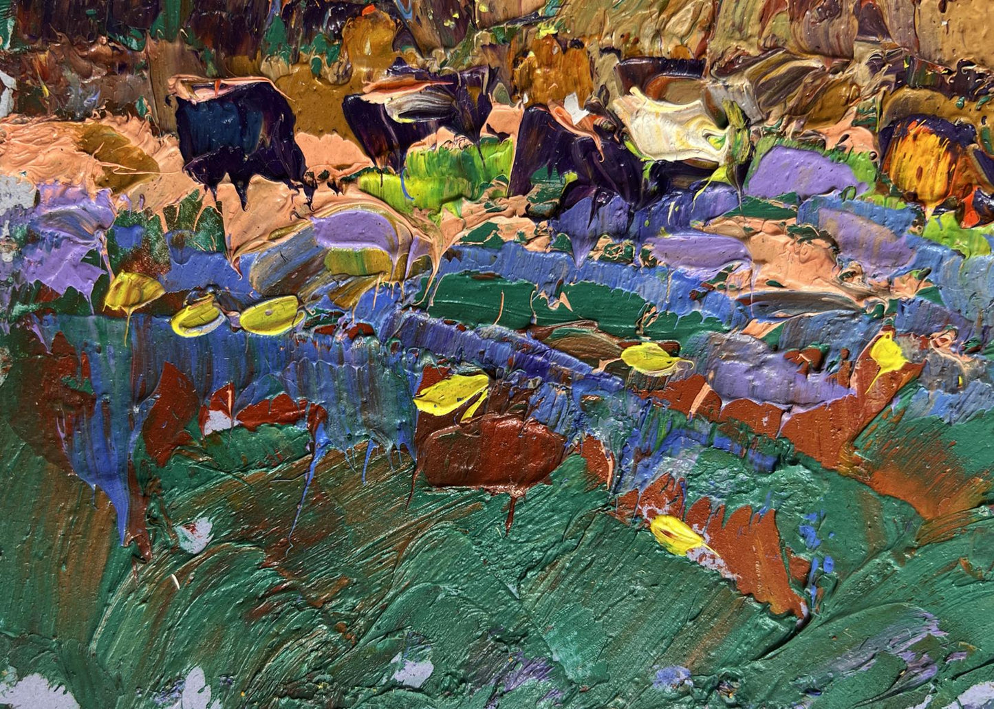 Vibrant impressionist oil painting Near the old haystack by Oleksiy Ivanyuk
