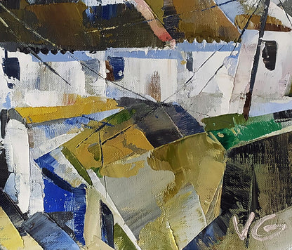 Abstract oil painting Mirror street of the city by Volodymyr Gluhomanyuk