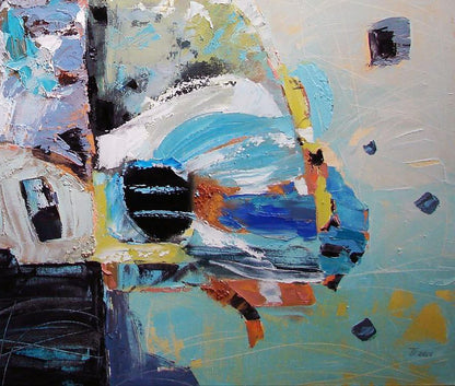 Abstract blue butterfly wing oil painting by Tatyana Shulyak