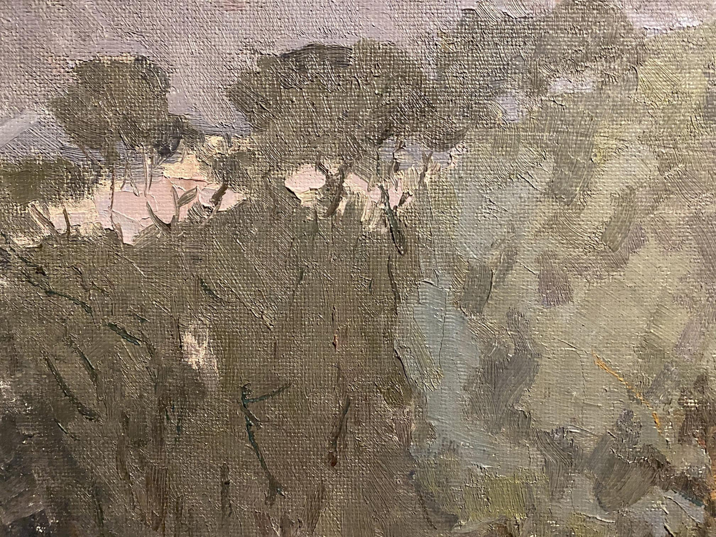 Textured oil painting Old Willow by Viktor Sevastiyanov in muted earth tones
