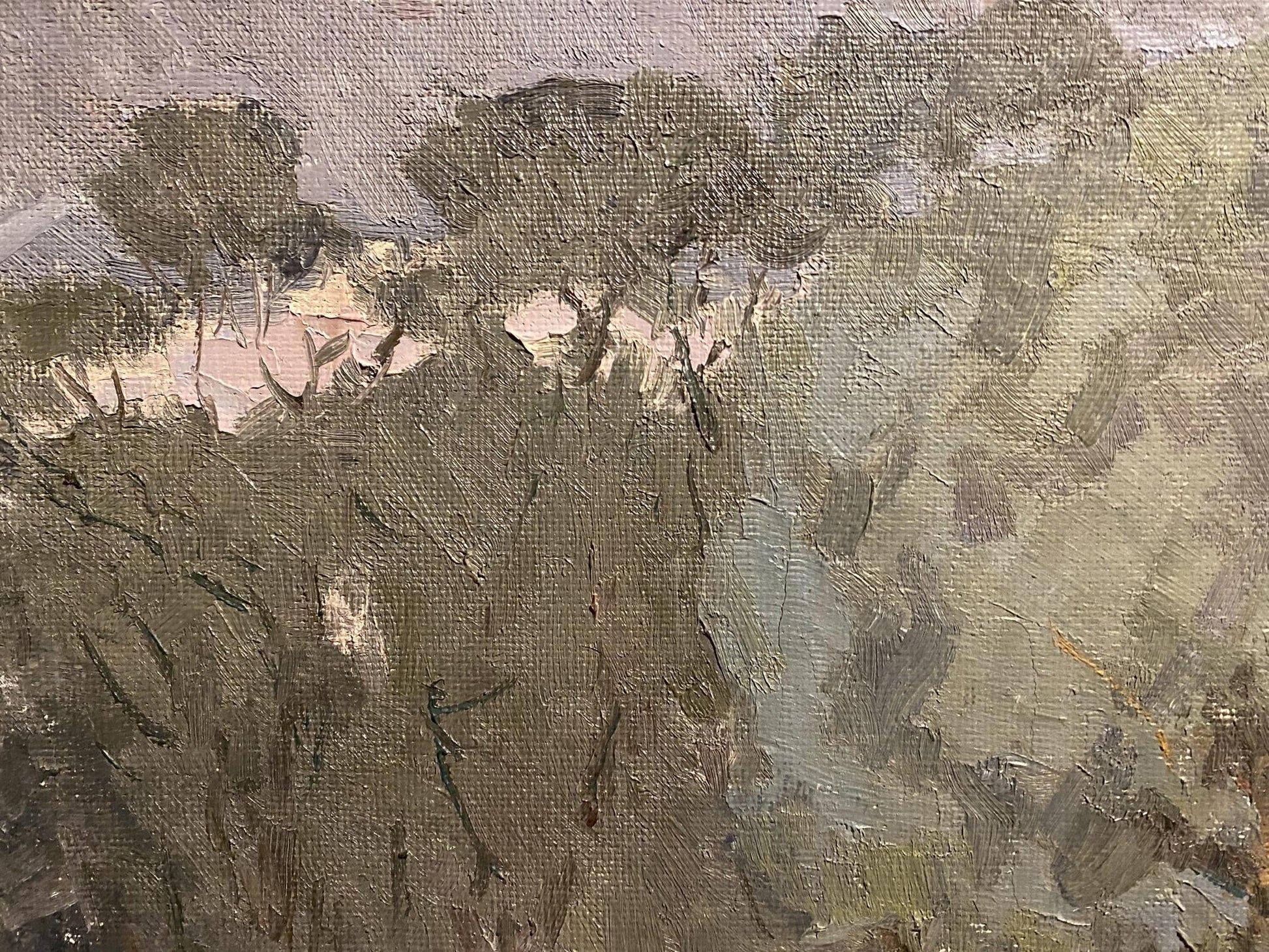 Textured oil painting Old Willow by Viktor Sevastiyanov in muted earth tones