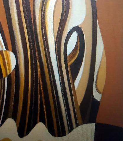 Oil painting Plasticity of Forms by Alexander Strashevich with bold stripes and eye motif