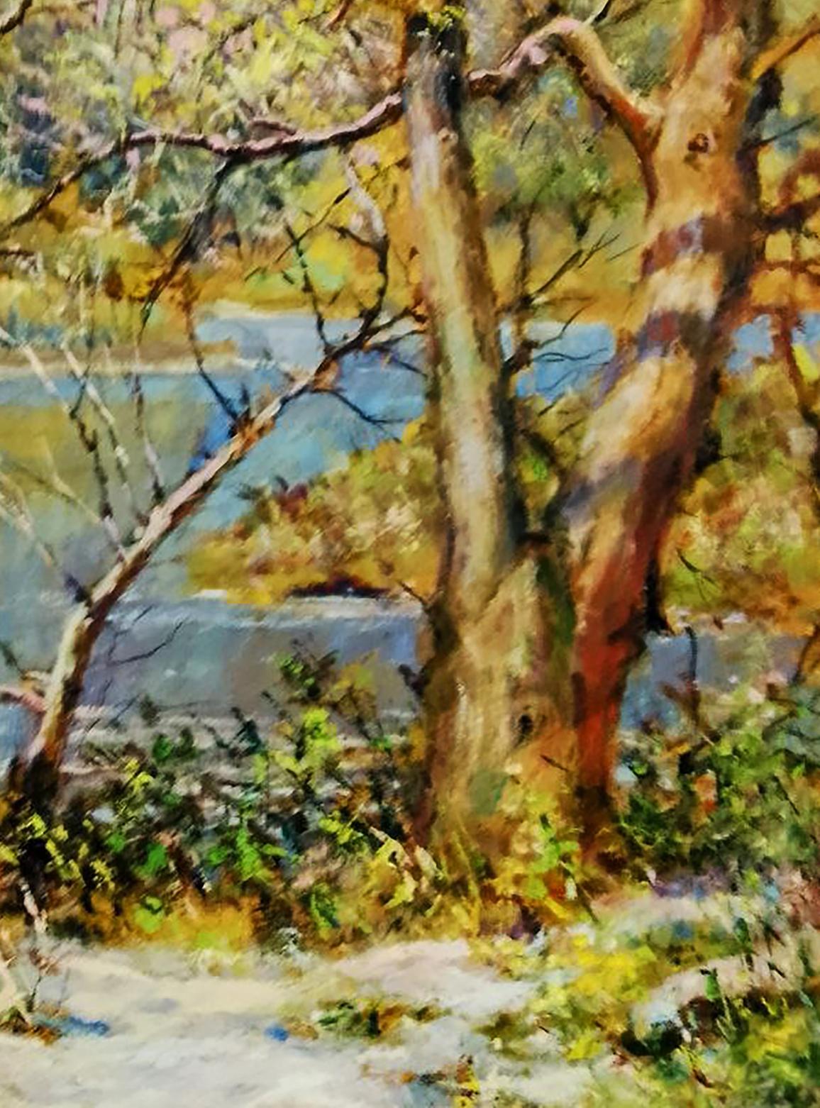Oil painting River in the autumn forest by Vitaly Duhnevich