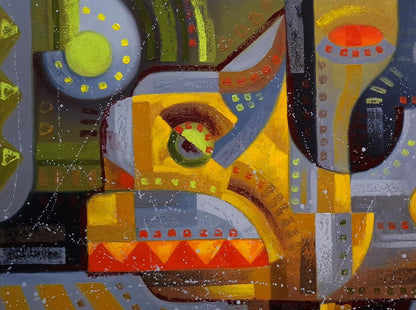 Abstract geometric face painting Oil painting Near the crosswalk Sergiy Voichenko