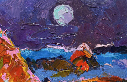 Textured impressionist oil painting Moonlit Night in the Field by Oleksiy Ivanyuk