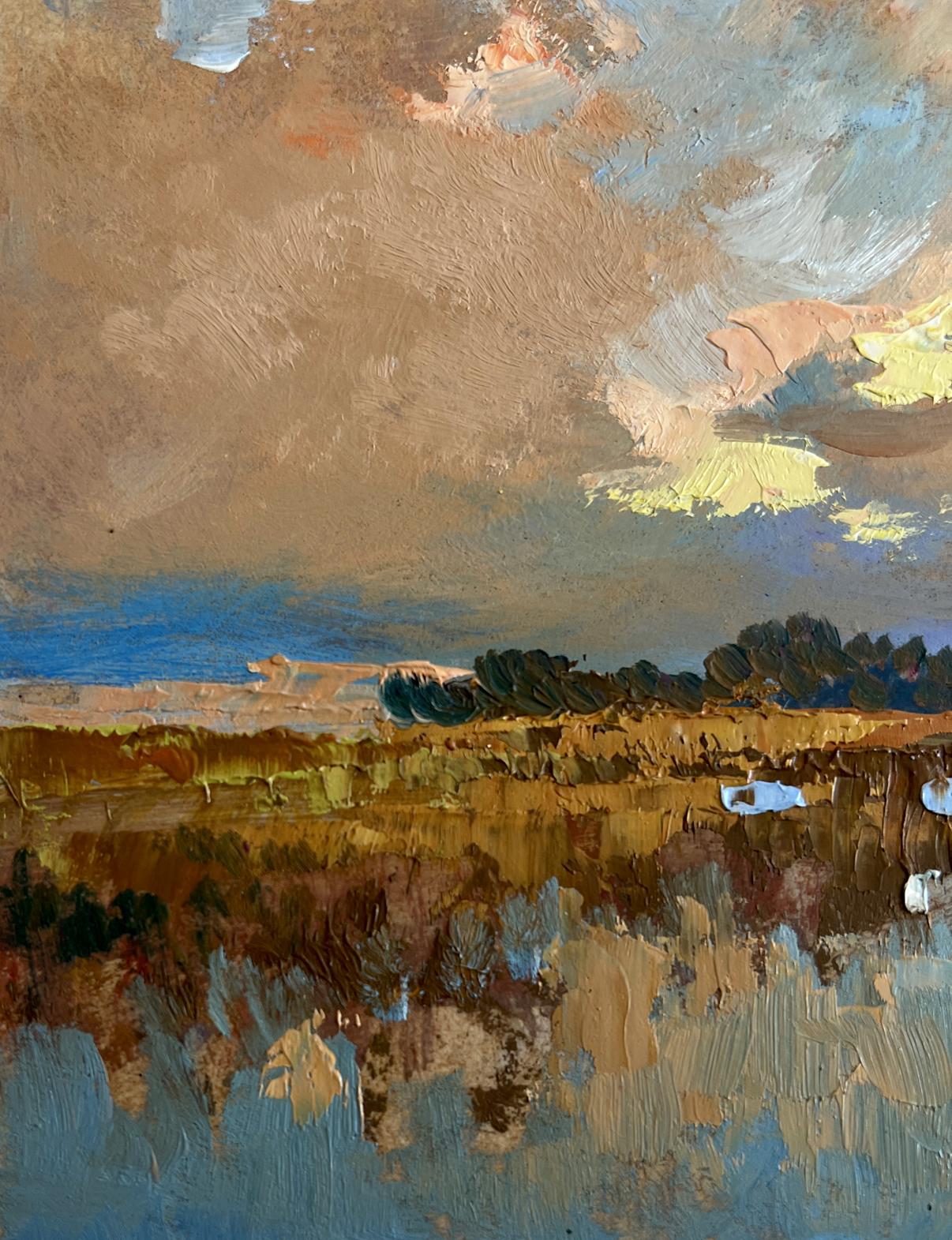 Impressionistic oil painting Sunset over the lake by Yuriy Suprunchuk