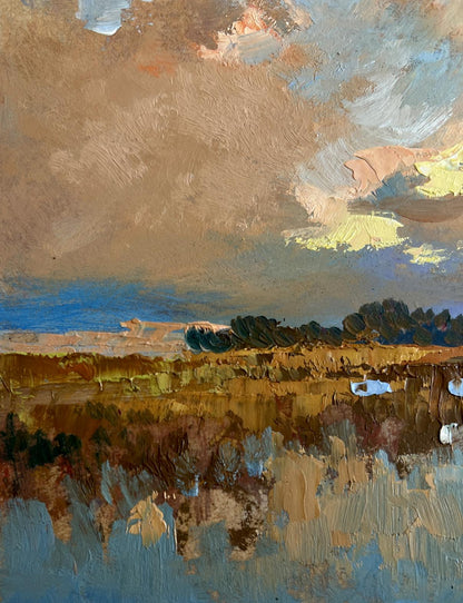 Impressionistic oil painting Sunset over the lake by Yuriy Suprunchuk