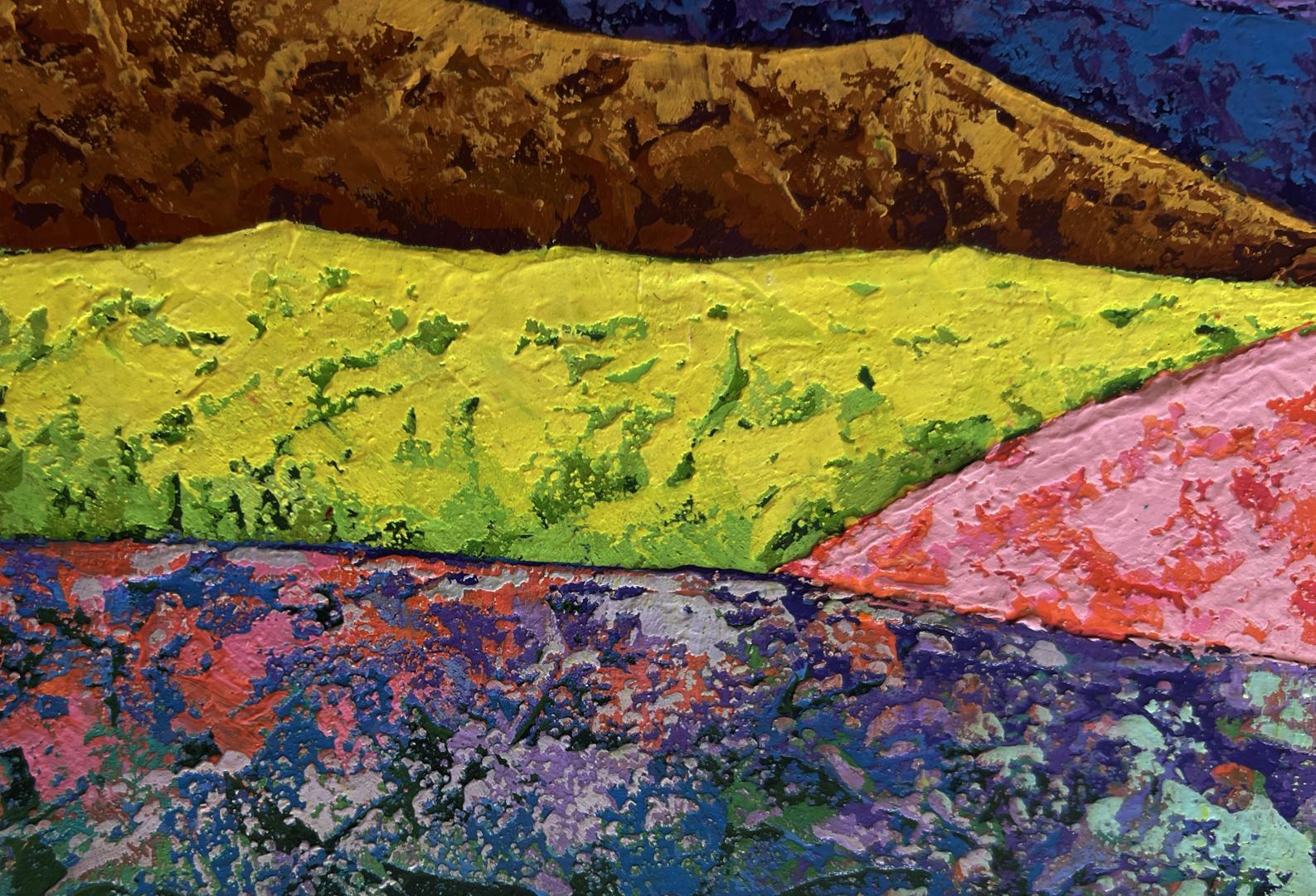 Vibrant oil painting Climbing to the top of the mountain by V. Zadorozhnya