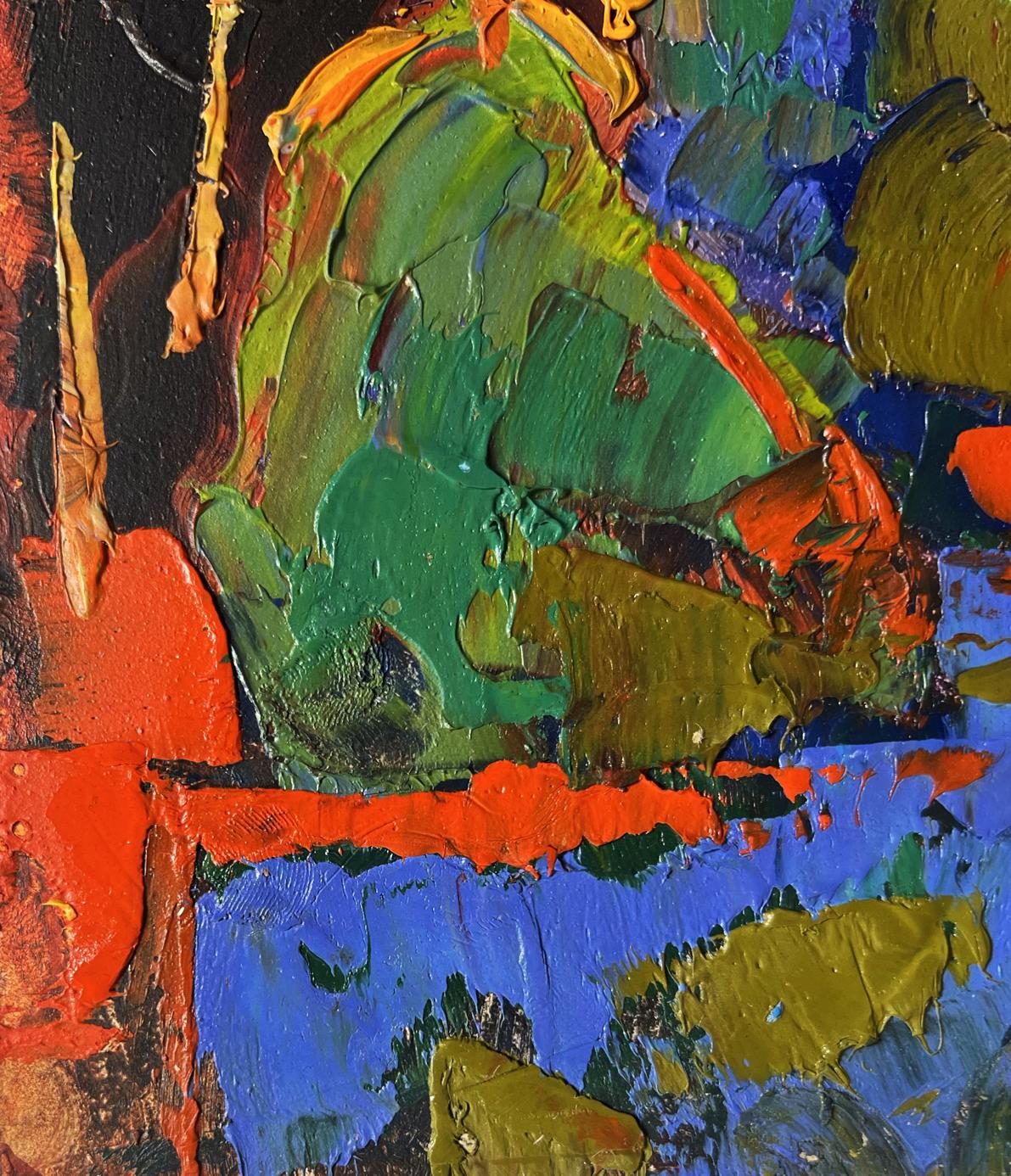 Vibrant Oleksiy Ivanyuk oil painting Yellow moon in the field with textured brushstrokes