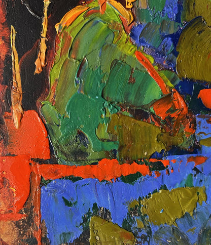 Vibrant Oleksiy Ivanyuk oil painting Yellow moon in the field with textured brushstrokes