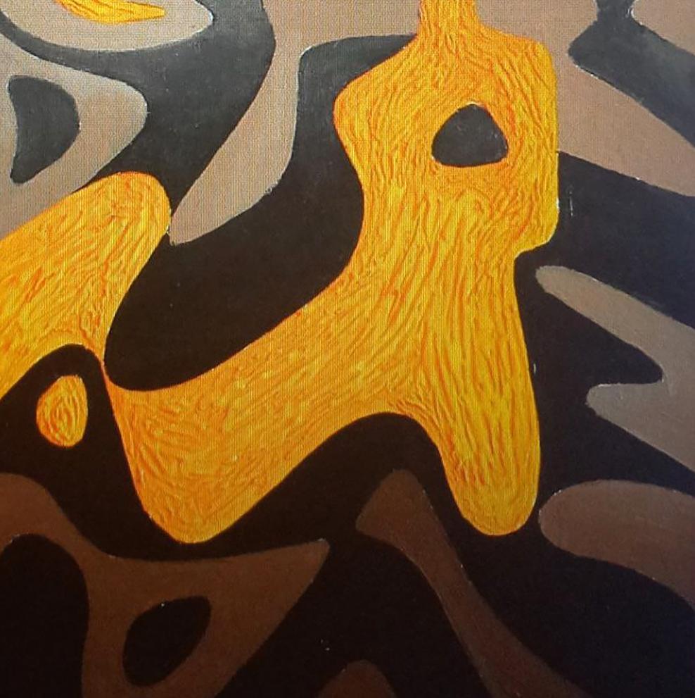 Vibrant orange abstract oil painting Conducting a Dialogue by Alexander Strashevich