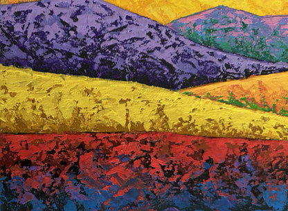 Vibrant oil painting The blazing sky above the peaks by V. Zadorozhnya