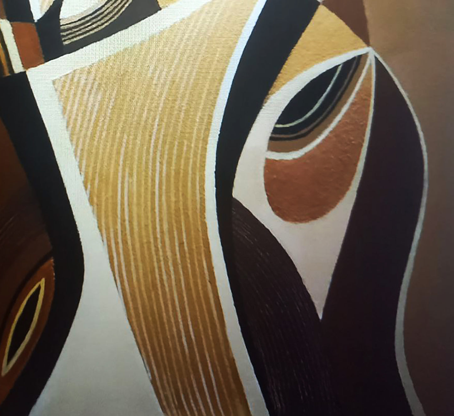 Oil painting Golden vase by Alexander Strashevich with bold geometric shapes
