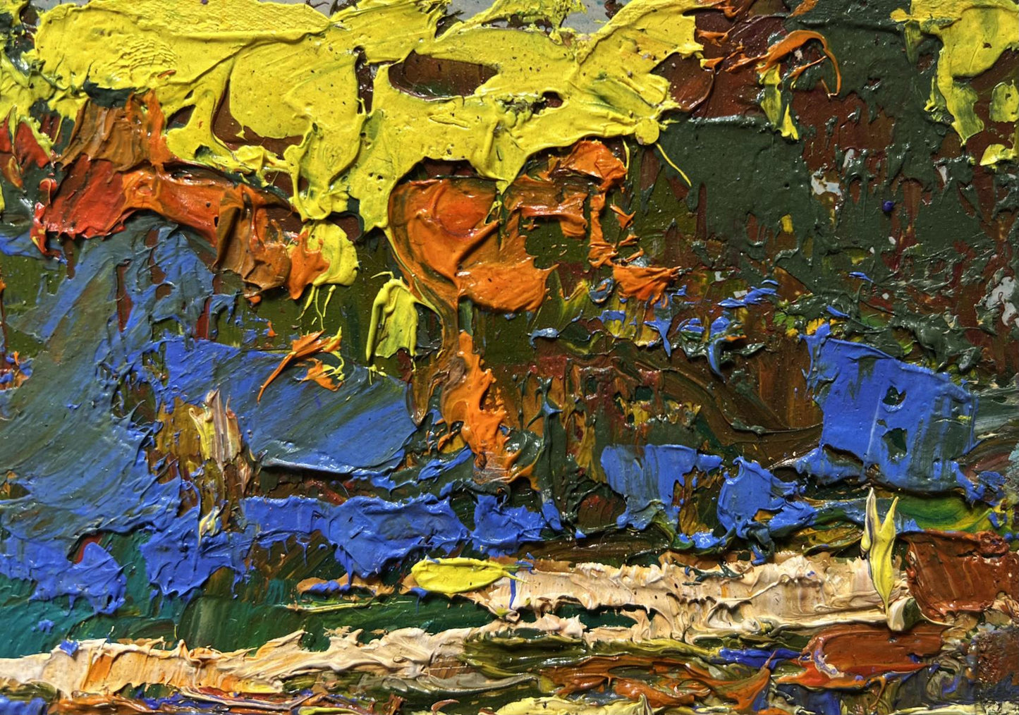 Vibrant oil painting The sun sets over the river by Oleksiy Ivanyuk