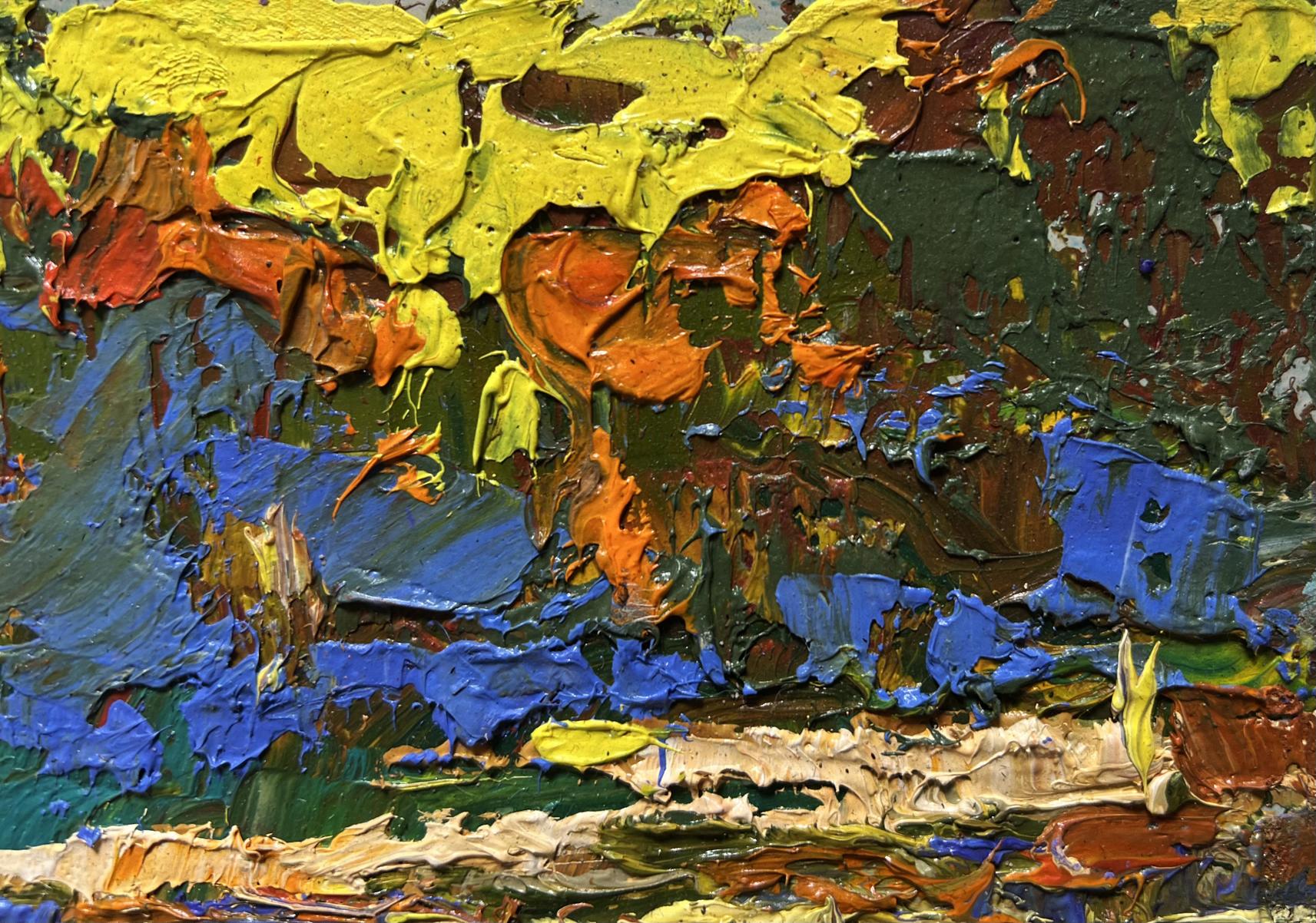 Vibrant oil painting The sun sets over the river by Oleksiy Ivanyuk