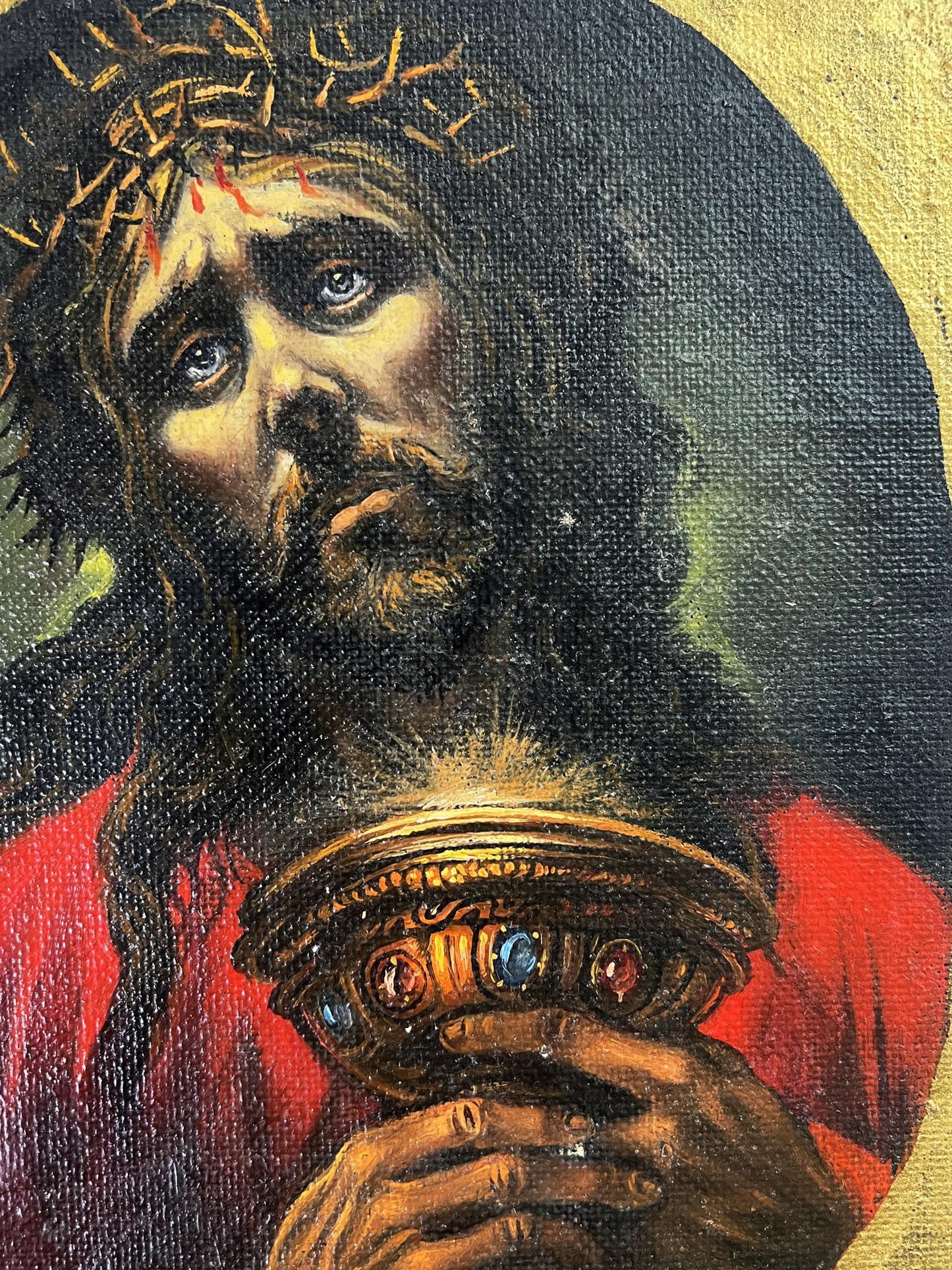 Oil painting portrait of Jesus by Alexander Litvinov with chalice
