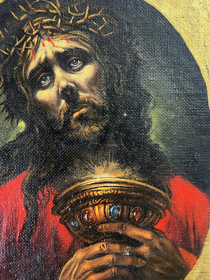 Oil painting portrait of Jesus by Alexander Litvinov with chalice