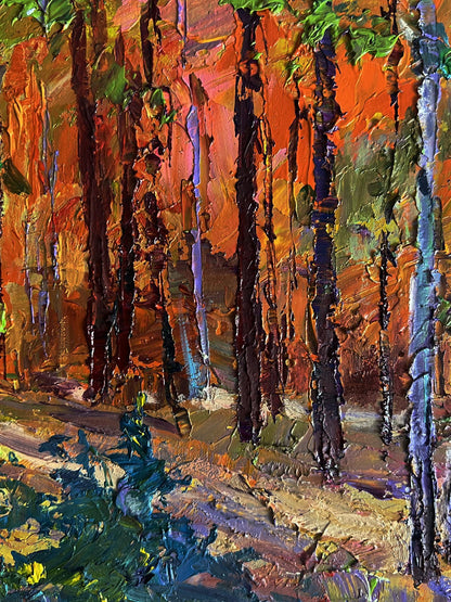 Oil painting Autumn in the forest by Boris Serdyuk impressionist scene