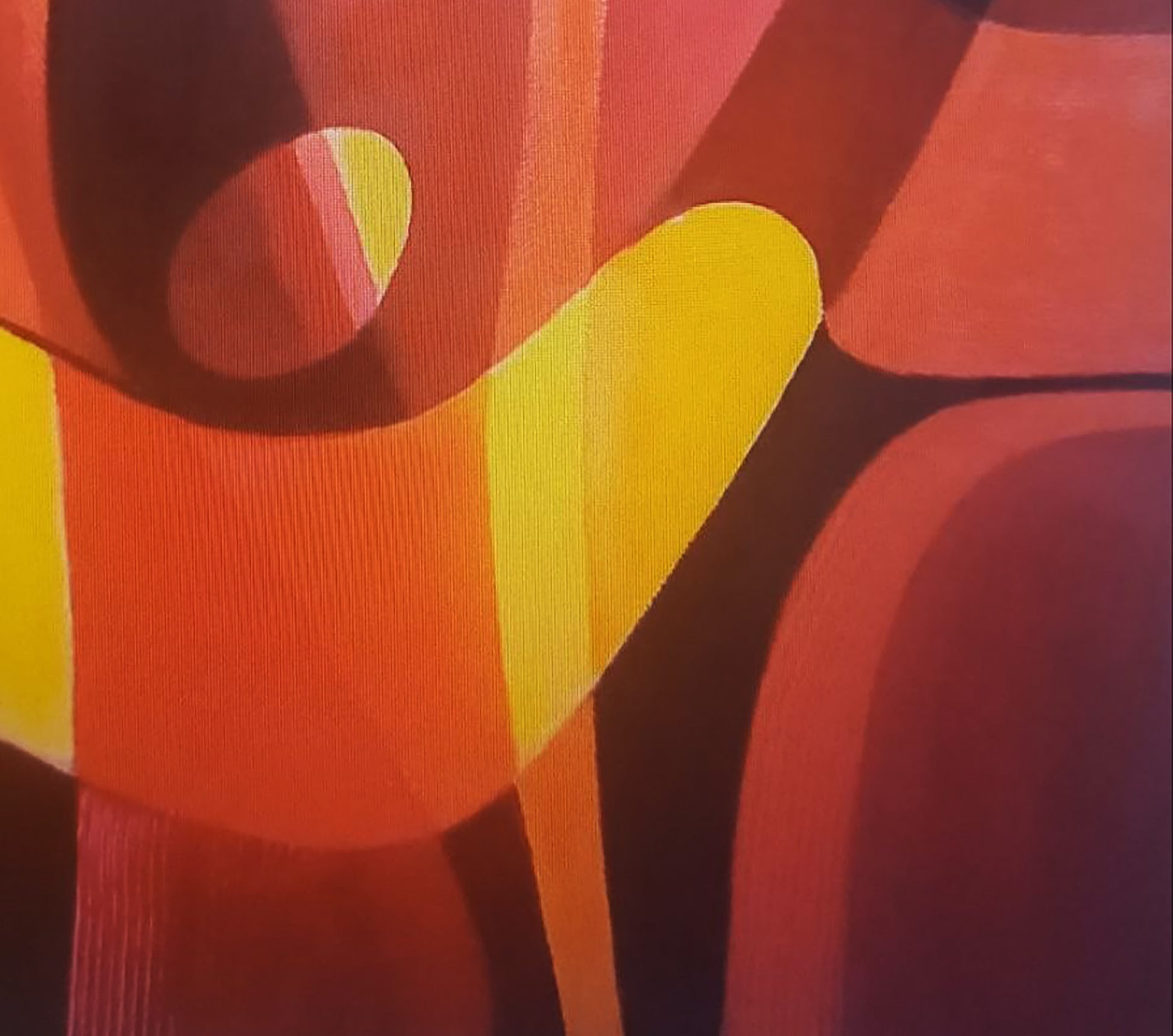 Oil painting Red shapes by Alexander Strashevich, vibrant abstract forms