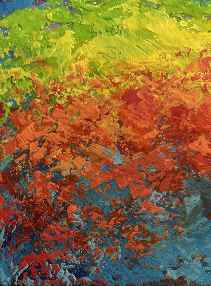 Vibrant oil painting The last rays over the forest by V. Zadorozhnya