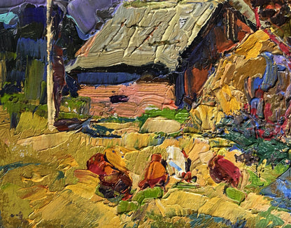 Oil painting In the village after the rain by Oksana Ivanyuk