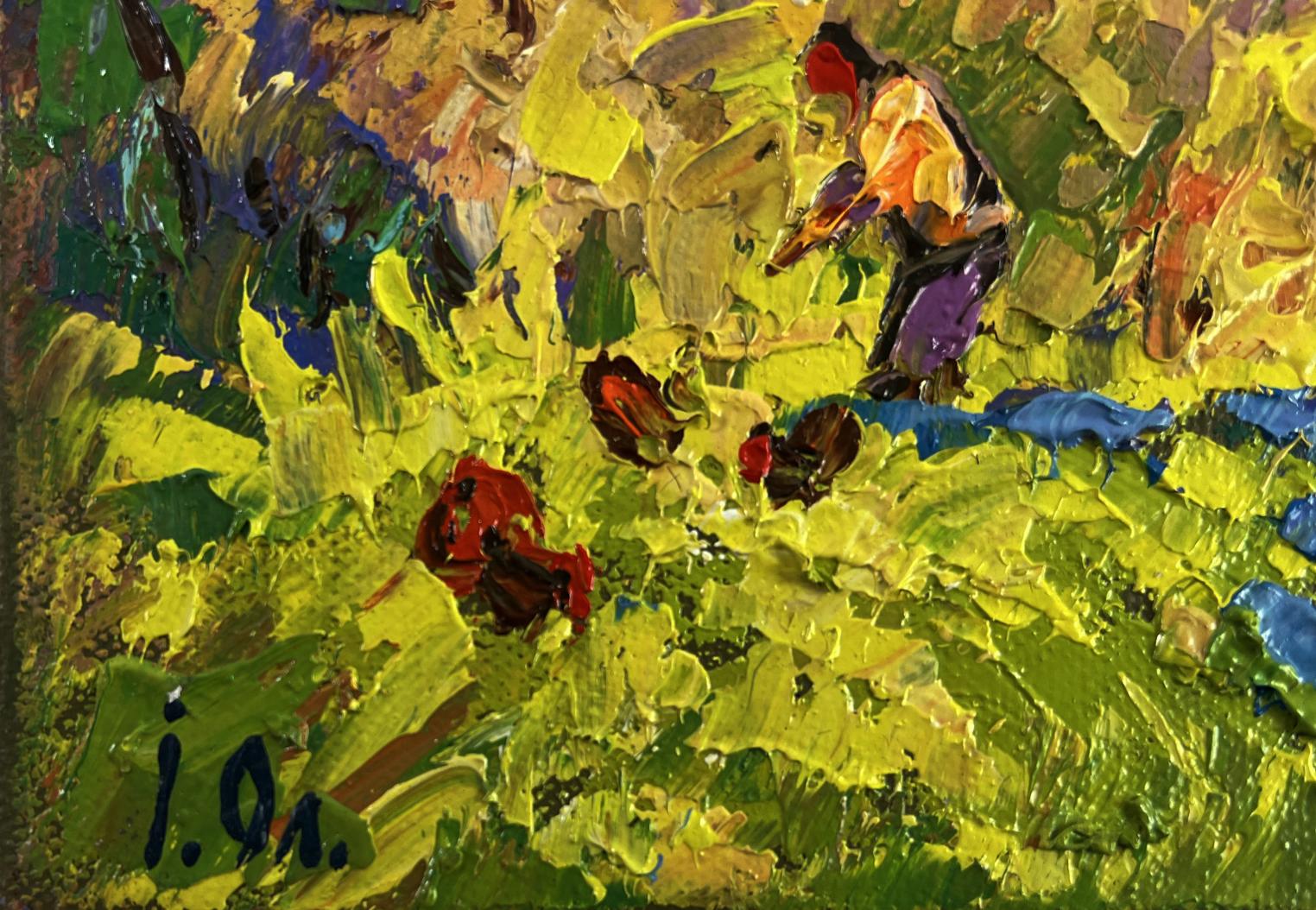 Vibrant impressionist oil painting The sun in the field by Oleksiy Ivanyuk