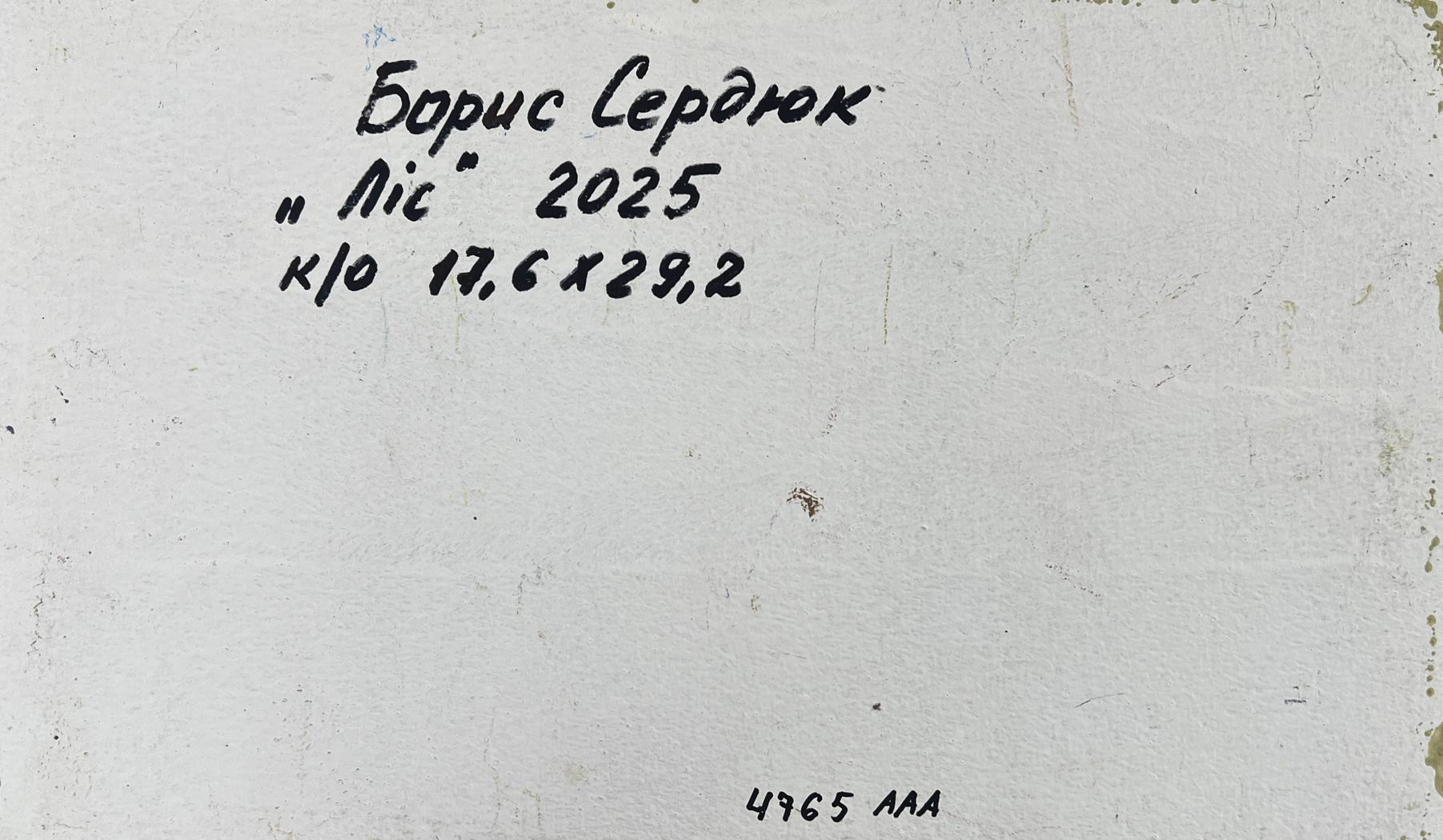 Back of Boris Serdyuk Summer morning at sunrise oil painting with handwritten inscription