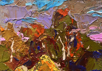 Vibrant oil painting Haystacks in the field by Oleksiy Ivanyuk