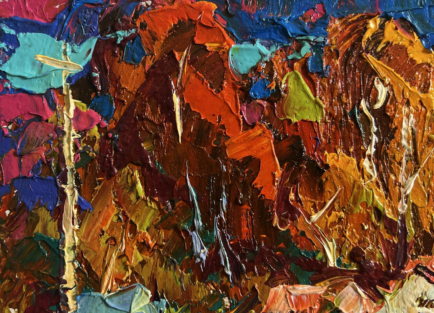 Vibrant Crimson Autumn in the Village oil painting by Oleksiy Ivanyuk