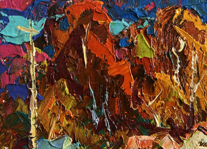 Vibrant Crimson Autumn in the Village oil painting by Oleksiy Ivanyuk