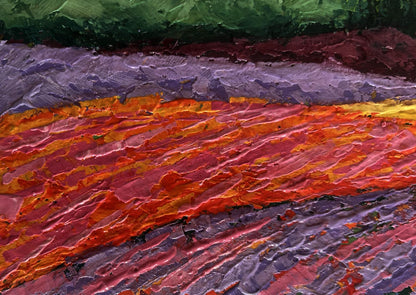 Vibrant oil painting Summer evening in sunset colors by V. Zadorozhnya