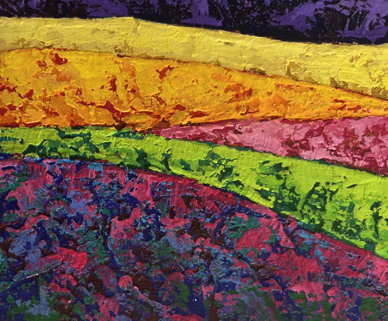 Vibrant abstract oil painting by V. Zadorozhnya with bold colorful bands