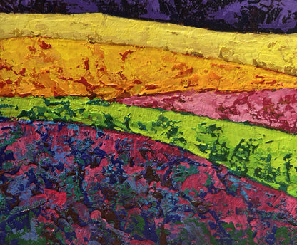 Vibrant abstract oil painting by V. Zadorozhnya with bold colorful bands