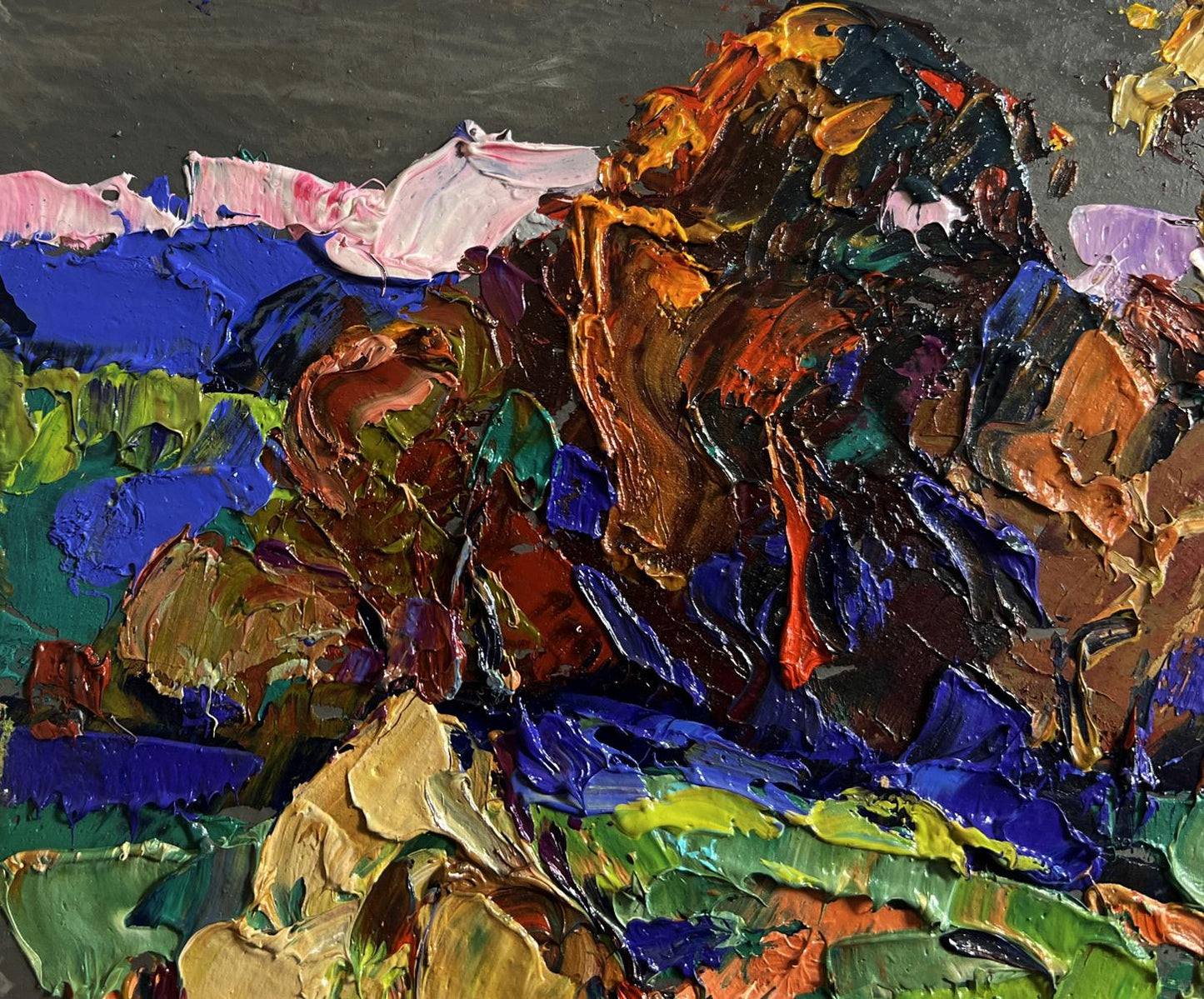 Oil painting Outside the village by Oleksiy Ivanyuk vibrant textured artwork