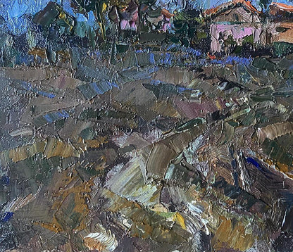 Impasto textured Oil painting Moon morning by Oleksiy Ivanyuk