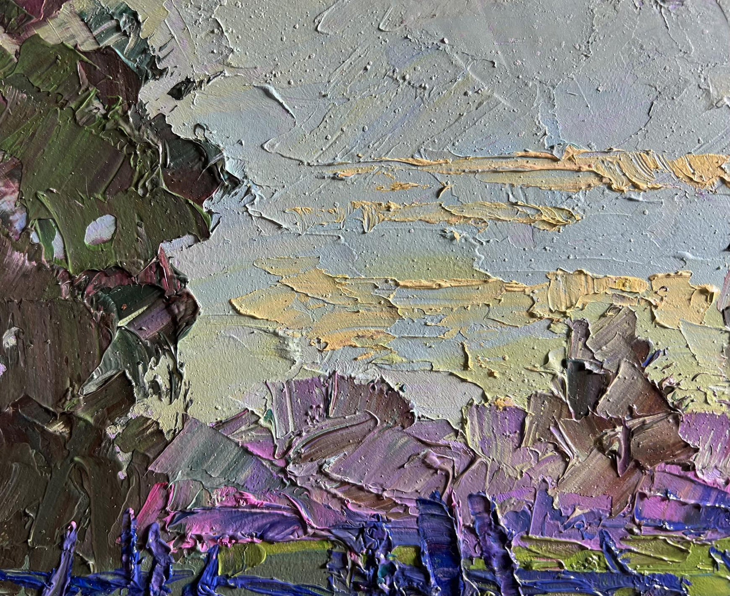 Oil painting Its getting dark in the field by Boris Serdyuk impasto abstract