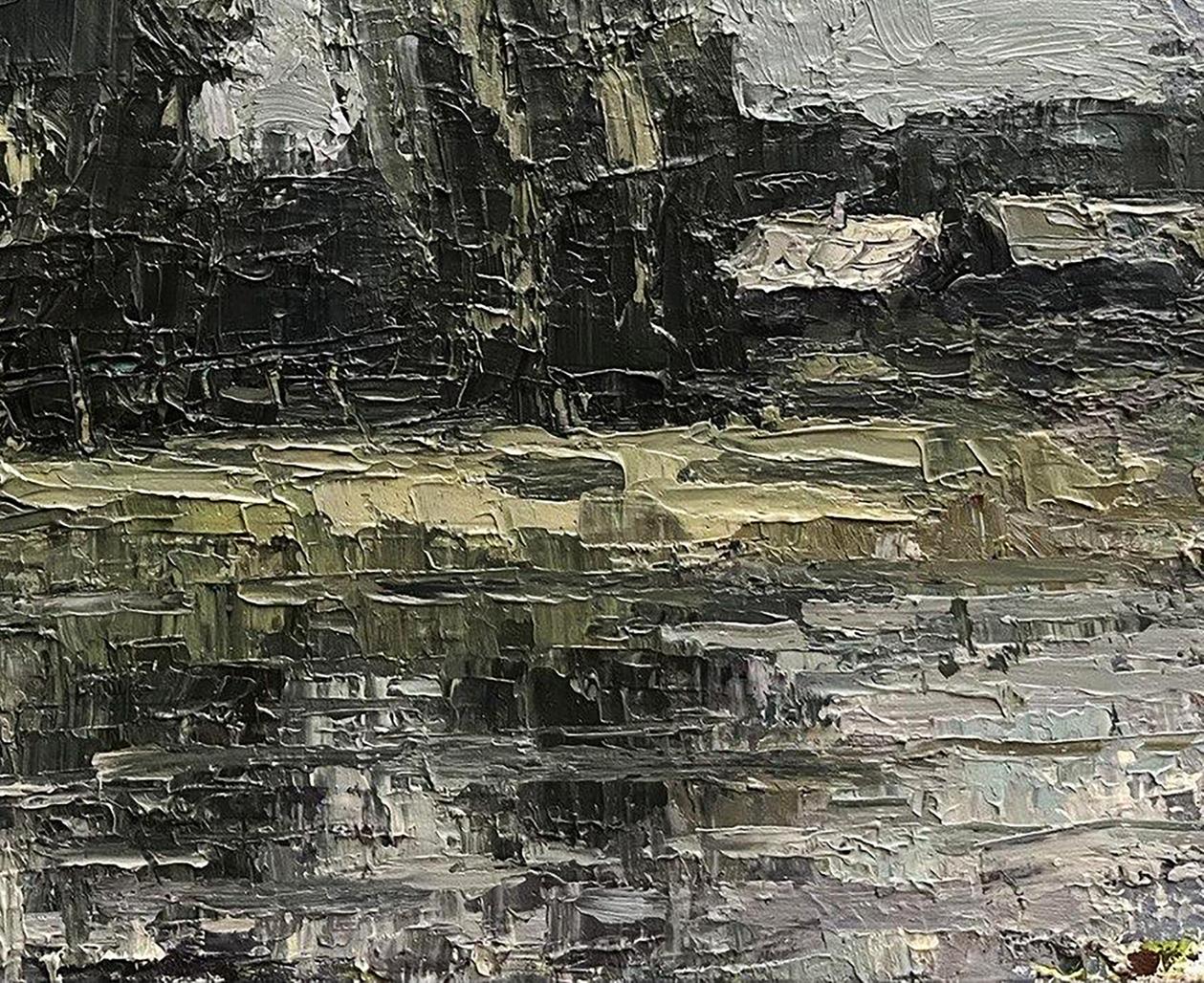 Oil painting River Etude by Volodymyr Pashchenko, rocky landscape