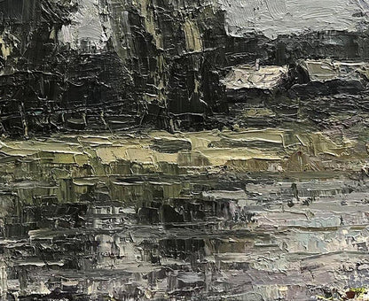 Oil painting River Etude by Volodymyr Pashchenko, rocky landscape