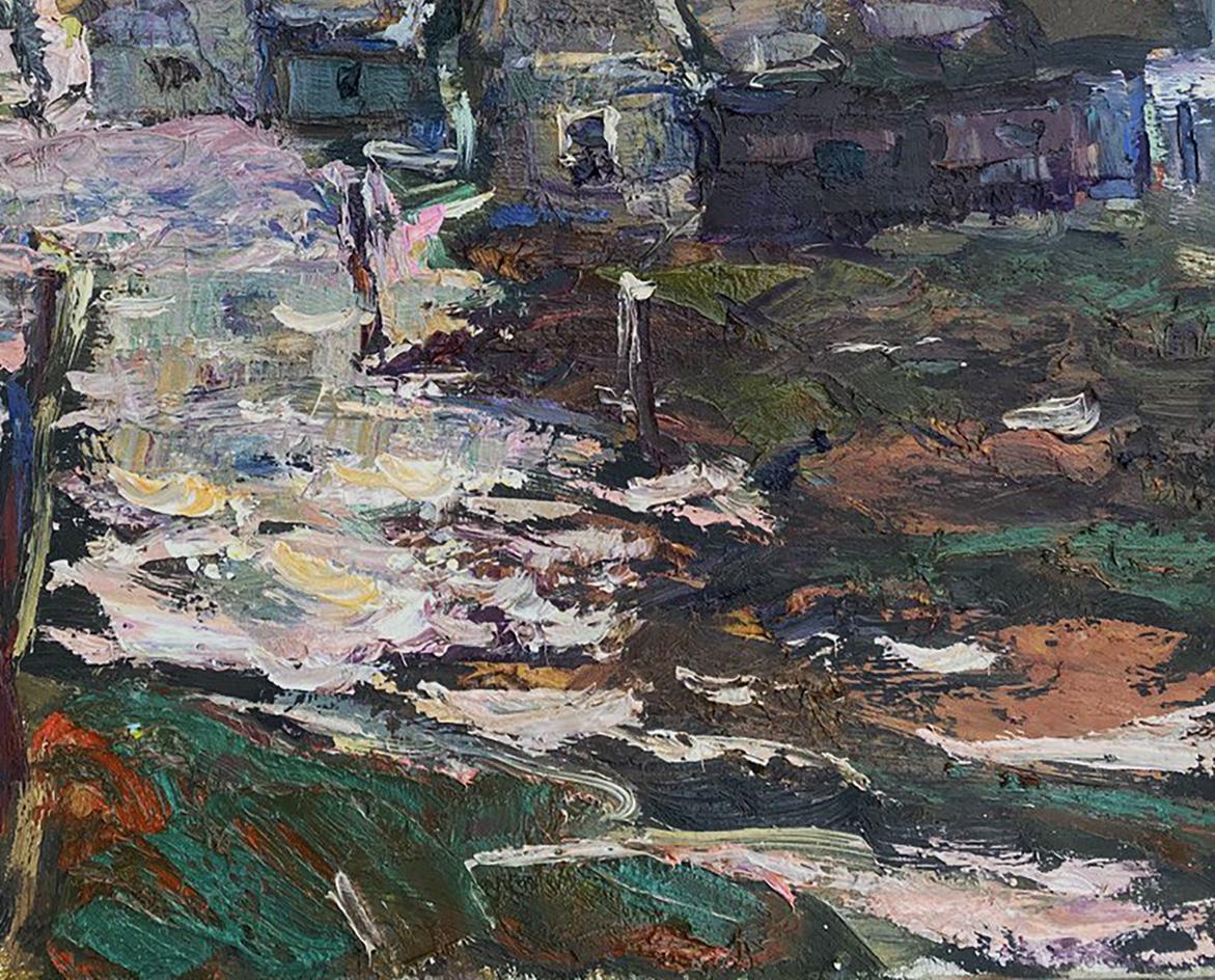 Oil painting Country Night by Oleksiy Ivanyuk impressionistic landscape