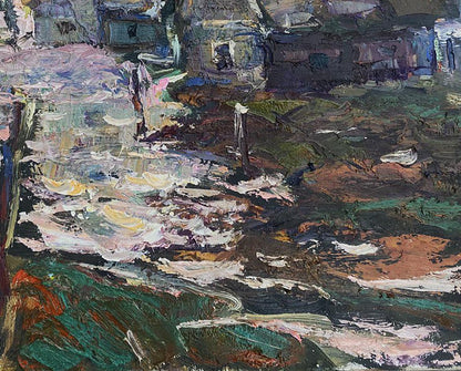 Oil painting Country Night by Oleksiy Ivanyuk impressionistic landscape