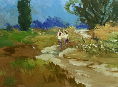 Vibrant oil painting Steps among the greenery by Yuriy Suprunchuk