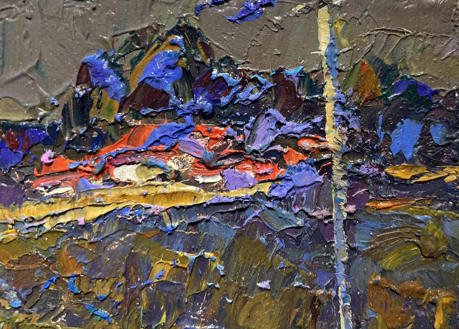 Oil painting Moonlit night in autumn by Oleksiy Ivanyuk impasto textured art