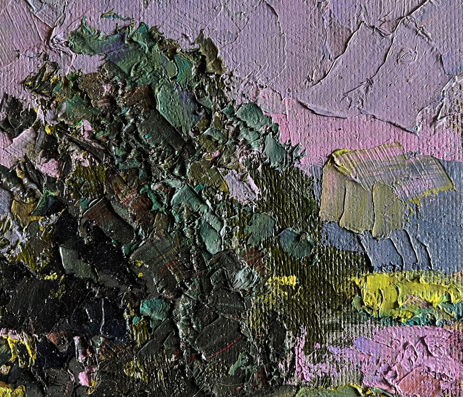 Oil painting Natural meadow by Boris Serdyuk with impasto greens and purples
