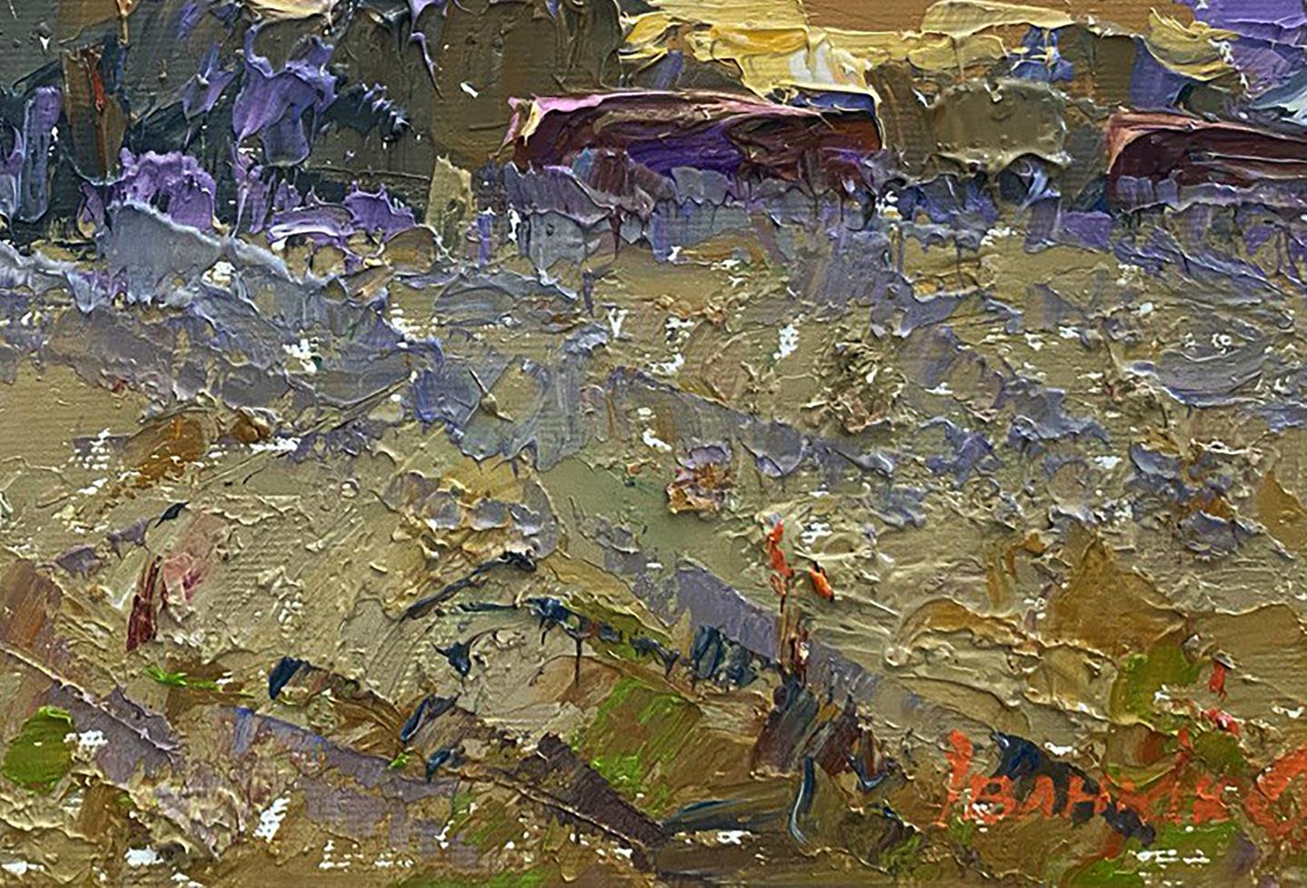 Oil painting In the steppes by Oleksiy Ivanyuk, textured earthy landscape