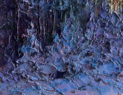 Oil painting Winter in the forest by Boris Serdyuk, textured impasto blues